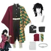 Anime Costumes Anime Tomioka Giyuu Cosplay Pargia Długość Nature Black z kucykiem odpornym na ciepło Cosplay Caster Party Partyj + Wig Cap Y240422