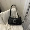 Sac à bandoulière Femmes Rivets Pu Leather Ladies Handbags Y2K Punk F Summer Simple Casual Alligator Match Female Aaisset Bag A9Y4 #