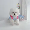 Dog Apparel Plaid Flutter Pink Blue Vest Clothes Puppy Cartoon Shirt Small Dogs Clothing Cat Korean Fashion Summer Thin Soft Pet Items