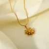 INS 18K Gold Double -yer Small Small Pendants Collier en acier inoxydable Bijoux de fleurs en acier inoxydable