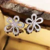 Designer Charm Van Van Big Flower Orecchini pieni di orecchini di fiori da sole 925 Silver placcato 18k oro cinque petali