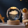 Figurines décoratives USB Solar Crystal Lamp Globe System Astronomy Home Graved Space Desktop Laser Table Light LED Ball Moon Night Decor