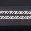 Modedesign 925 Festes Silber verleihen 9mm breites Set kostenloses Feuer Moissanit Rapper Armband Kubanische Verknüpfungskette