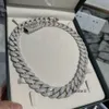 Grubość duże 20 mm diament 925 Sterling Srebrny lodowane ustawienie VVS MOISSANITE Złoty Łańcuch Link Cuban Link