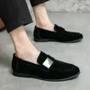 Casual Shoes Fashionable Versatile Men's British Men Matte Leather Buckle Black Loafers One Pedal Driving Office Penny