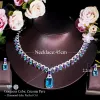 Colliers CWWZIRCONS BELLE BLEU BLEU CUBIQUE CUBIC CRISTAL SANDE DROP BUDAL MARDIAL Collier Party Bijoux pour femmes T605