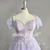 Party Dresses DideyTtawl Real Pos Lavender Tulle Tiered Prom Dress Princess -Length a Line Short Puff Sleeves aftonklänning