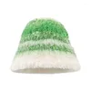 Bérets voyageant chapeau de seau crochet pêcheur en peluche rayé pour les filles y2k shopping f0s4