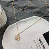 Colar Micro Inlaid Swan Design com colar de unhas de diamante para mulheres, titânio aço de ouro rosa, cadeia de clavícula de zircônia para casais, namorada presente 436 375