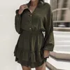 Casual Dresses European And American Fashion Women's Button Long Sleeve Loose Shirt Dress Mini Dressy Fall For Women