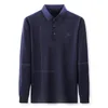 Summer Thin Mens Ice Silk Long-Sleeved T-Shirt Lapel Polo Shirt Loose Spring and Autumn Clothes Top 240420