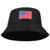 Berets American Flag Bucket Hat Women Treedible Bob Cap Female Hip Hop Panama 2024 Summer Beach Disual Fishing Sun Hats Hats