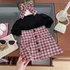 Clothing Sets Girls Clothes Summer Short Sleeve T-shirt Plaid Skirt Fashion Korean Children Suits Toddler Girl 2Pcs 2-8Y