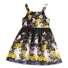 Mädchenkleider 4-8 Jahre Kinder Party Prinzessin Kleid Schwarz-Gurtrock Blumen A-Linie Sommer täglich schön für wenig