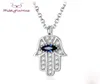 Colares pendentes Boho Blue Eye Real 925 Sterling Silver Zircon Hamsa Hand of Fatima Colar Lady Crystal Jewelry Cheker Vintage 5246419