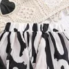 Clothing Sets Kids Suits For Girl Black Sleeveless Top Patterned Pants Two Piece Vacation Stylish Elegant Birthday Party Casual Set