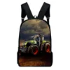 Backpack Tractor Pattern Set Teenagers Boys Girls Toddler Harajuku Cartoon Kid School Book Bags Men Women Mochila Bolsa