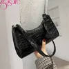 Gusrue Mulheres Padrão de Crocodilo PU bolsa de couro feminina Fi Brand Bag de ombro casual Bolsa de axila de embreagem pequeno y23v#