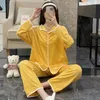 Women's Sleepwear Hojumbo Pyjamas Wearable Spring And Autumn Pajamas Pure Cotton 2024 Yellow Pajama Suit
