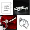 Con pietre laterali Shuangr Fashion Silver Coloy Couple Rings 2 Pcs Cryccon Crystal Set Uomini Bague di gioielleria da sposa