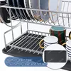 Kitchen Storage 2-Tier Drying Dish Rack For Counter Utensils Drainer With Cup Holder Chopstick Tableware Organizer Basket