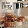 Processeurs en acier inoxydable à mesurer la tasse 1,2 L de pâte de pâte séparateur séparateur gâteau crêpe biscuit entonnoir à mesurer la cuisine tasse de cuisine