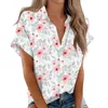 Camicette da donna camicia camicetta stampa floreale bottone corta manica corta casual di moda per le vacanze colletti in forma estiva 2024