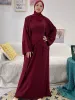 Kleding Hot Sale Djellaba Moslimsets Dress 3 stuks Liene Moslimpakken Elegante lange islamitische vrouwen bescheiden slijtage Eid Sets WY958