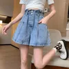 Kvinnors shorts Summer Woman Hole denim Kvinna Hög midja Button Pocket Slim Jean Casual Solid Cowboy Matching Bottoms Q381