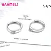 Hoop Earrings Korean Style Solid 925 Sterling Silver For Women Girls Dating Appointment Cubic Zircon Paved OL Fashion Jewelry