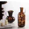 Vase Brown Leopard Print Glass Vase Desk Decoration Hydroponics Flower Pots Decorative Arfrione Modern Decor Floral