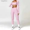 Women's Tracksuits Womens quick drying exercise set yoga sportswear long sleeved shirt running and training clothes 2-piece set yq240422