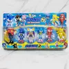 Action Toy Figures 6st Set 11cm Söt Sonic PVC Character Toy Hedgehog Shadow Tail Figur Modelldockor Barn Djurleksak Födelsedagspresent T240422