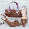 Dress Shoes Summer Style PU Leather Women Pointed Toe And Bag To Match Set Italian Elegant High Heels For Party