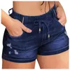 Women's Jeans Hole Ripped Casual Shorts Fashion Baggy High Waisted Drawstring Elastic Waist Slim Street Vintage