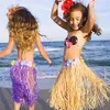 Fausse verdure florale collier de boucle d'oreille hawaïenne avec des fleurs artificielles plage d'anniversaire tropical fête des femmes et décoration de mariage pour enfants T240422
