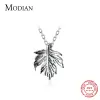 Halsband Modian Silver Gold Color Simple Tiny Maple Leaf Halsband Pendant Luxury Match 925 Sterling Silver Fashion Jewelry for Women