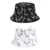 Berets Japanese Women Men Paper Scissors Printed Bucket Hat Harajuku Hip Hop Outdoor Sunscreen Cotton Drop