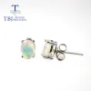 Earrings Tbj ,Simple opal earring oval 5*7mm1ct natural ethiopia gemstone 925 white sterling silver fine jewelry for women daily wear