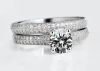 Anillos 2pcs/set con credenciales alergias gratis 925 anillos de plata redonde 6 mm de circón anillo de boda diamant regalo de joyería fina para mujeres