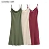 Casual Dresses KEYANKETIAN 2024 Launch Women's Inner Style Satin Slip Dress Simply Sexy Slim Backless Spaghetti Strap Ankle MIDI