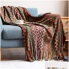 Blankets Blanket Light Knit Stripe Super Soft Bohemia For Bed Throw With Tassel P Warm Home Decorative 221109 Drop Delivery Garden Tex Dhnml