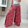 Women's Pants Skirt Stylish Wide Leg Retro Print Culottes High Waisted Flowy Trousers For Work Casual Streetwear Hem