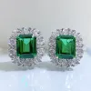 Ohrringe Luomansi 9*11mm Smaragd High Carbon Diamond Ohrclip Frauen S925 Silberschmuck Hochzeitsfeier Gedenkgeschenk