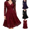 Lässige Kleider 2024 Frühlingsspitzen Frauen Party Kleid elegante gestickte Hollow -out Midi Vintage Lady Abend Vestidos de Fiesta