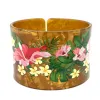 Strands New Fashion Women Bracelet Bangle com Plumeria Flowers acrílico Bulbões de manguito para ilhas tropicais da Polinésia Pacífico