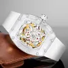 Orologi uomini pintime guardano nuovi orologi meccanici automatici di moda trasparente white hollow quadl sport orologio da polso luminoso relo homb