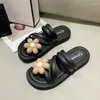 Casual Shoes Roman Flower Women's Sandals Elegant Summer Cloud Slipper Fanshion Designer 2024 Trend Flat for Women