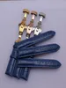 Cangola di orologeria in pelle blu scuro con dispiegamento della fibbia farfalla in oro d'argento 14mm 16mm 18mm 20mm 22mm per uomini Women Watchs FRE7989060