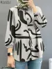 Kleding Zanzea herfst lange mouw geprinte shirt vrouwen mode moslim abaya blouse vintage kalkoen abaya hijab tops islamitische kleding 2023